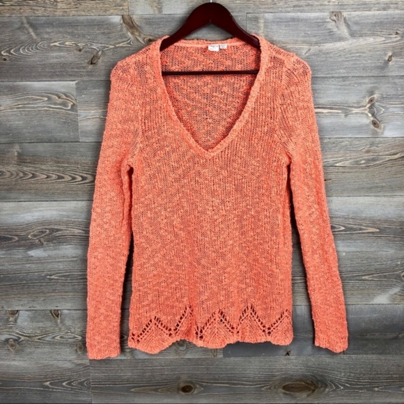 Anthropologie Yellow Bird Peaked Pointelle Sweater - Picture 2 of 8